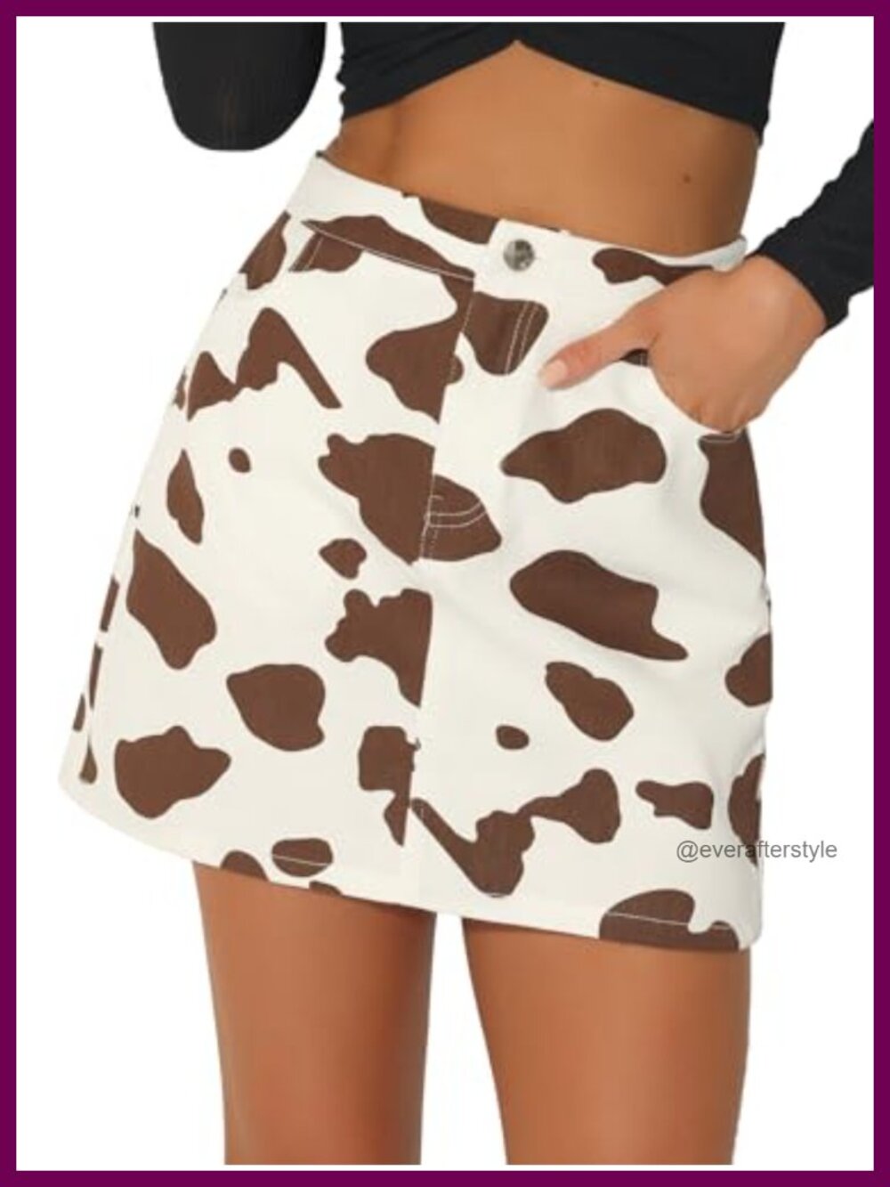 High Waist Mini Skirt Animal Print Elastic Back Pockets Casual